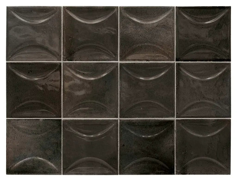 Black 4x4 Glossy Ceramic Square Deco Tile (50 pack, 5.39 sq ft/case) by Apollo Tile