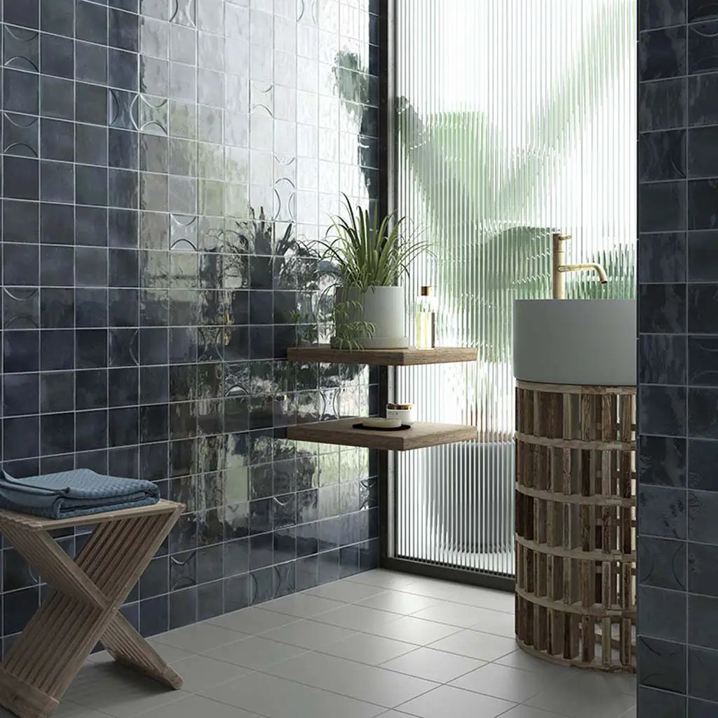 Spruce Blue 4x4 Glossy Ceramic Square Deco Tile (50 pack, 5.39 sq ft/case) by Apollo Tile