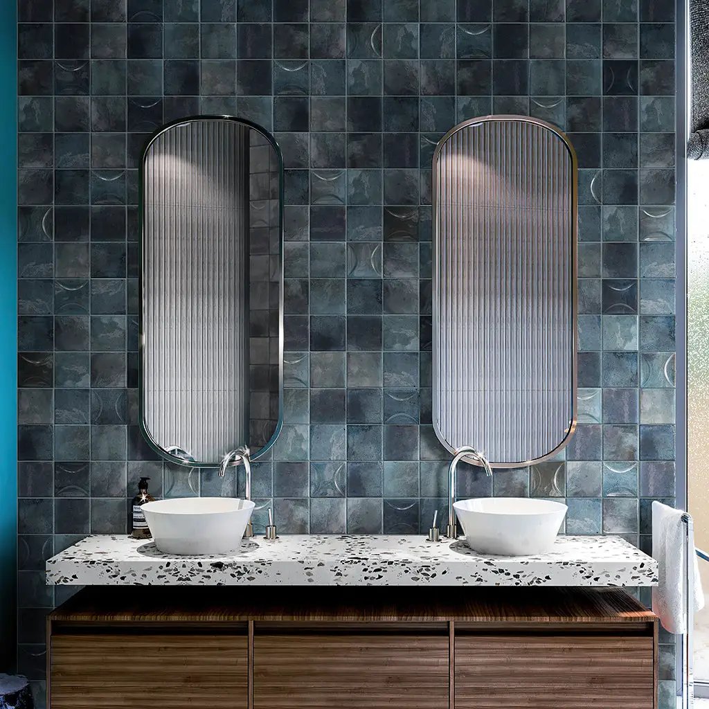 Spruce Blue 4x4 Glossy Square Ceramic Tile (60 pack, 6.48 sq ft/case) by Apollo Tile