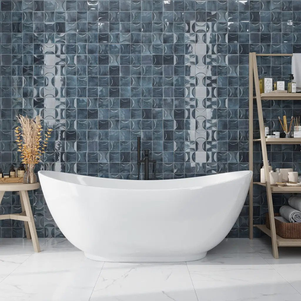 Spruce Blue 4x4 Glossy Square Ceramic Tile (60 pack, 6.48 sq ft/case) by Apollo Tile