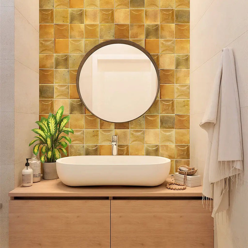 Honey Orange 4x4 Glossy Ceramic Square Deco Tile (50 pack, 5.39 sq ft/case) by Apollo Tile