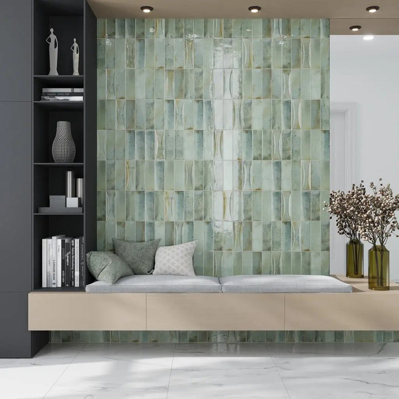 Antiek Sage Green 2.5x8 Glossy Ceramic Subway Tile (38 pack, 5.38 sq ft/case) by Apollo Tile
