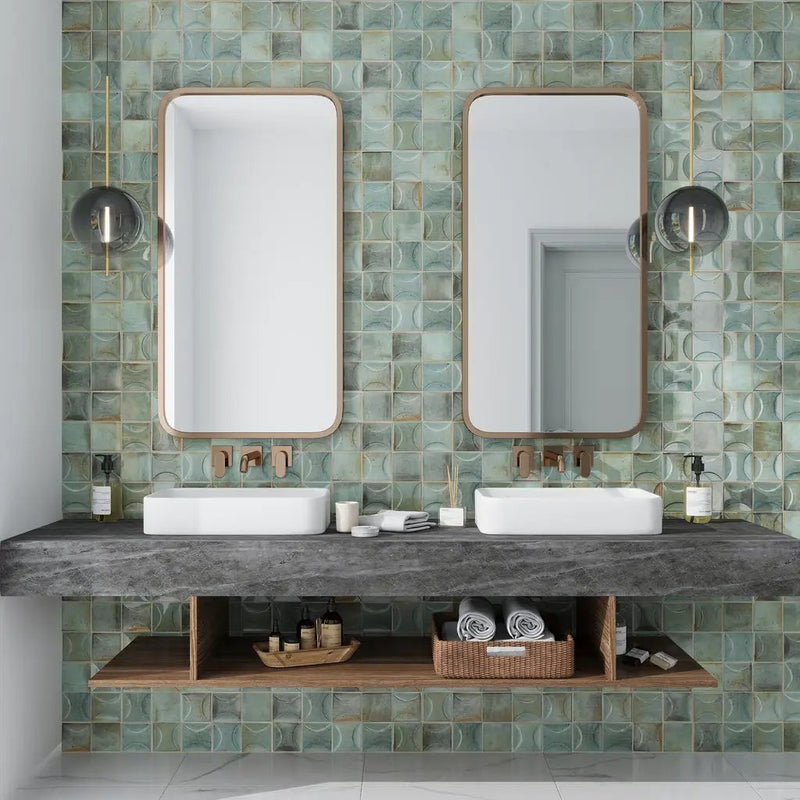 Sage Green 4x4 Glossy Ceramic Subway Tile (60 pack, 6.46 sq ft/case) by Apollo Tile