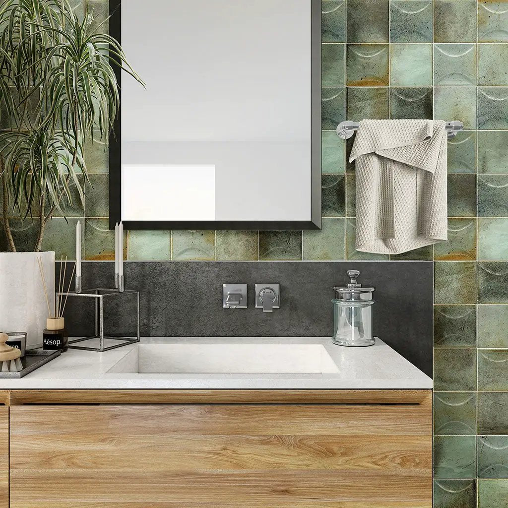 Sage Green 4x4 Glossy Ceramic Square Deco Tile (60 pack, 6.48 sq ft/case) by Apollo Tile