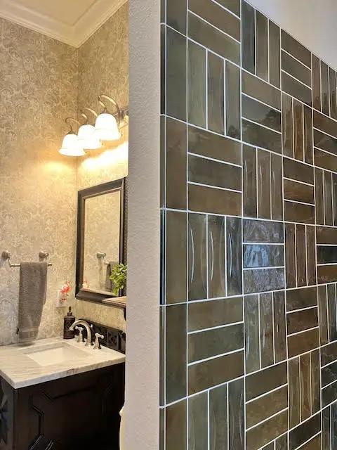 Olive Green 2.5x8 Glossy Ceramic Subway Deco Tile (38 pack, 5.38 sq ft/case) by Apollo Tile