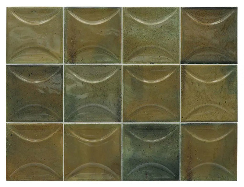 Olive Green 4x4 Glossy Ceramic Square Deco Tile (50 pack, 5.39 sq ft/case) by Apollo Tile