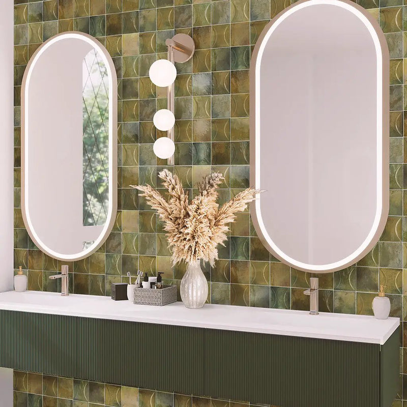 Olive Green 4x4 Glossy Square Ceramic Tile (60 pack, 6.46 sq ft/case) by Apollo Tile