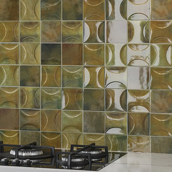 Olive Green 4x4 Glossy Square Ceramic Tile (60 pack, 6.46 sq ft/case)