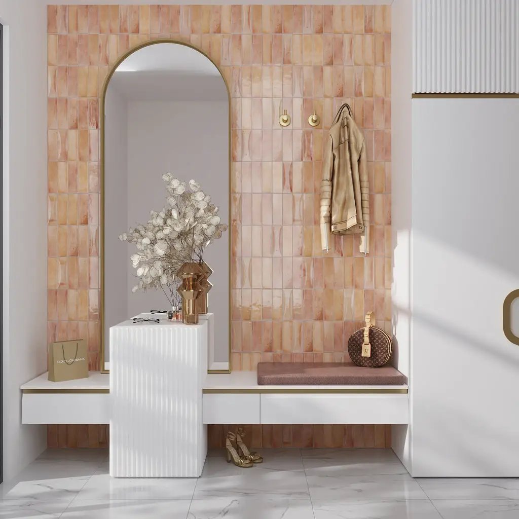 Pink 2.5x8 Glossy Ceramic Subway Deco Tile (38 pack, 5.38 sq ft/case) by Apollo Tile