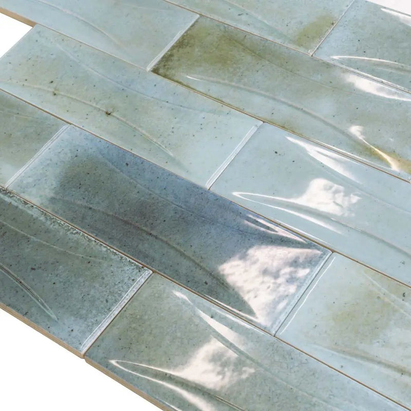 Blue 2.5x8 Glossy Ceramic Subway Deco Tile (38 pack, 5.38 sq ft/case) by Apollo Tile