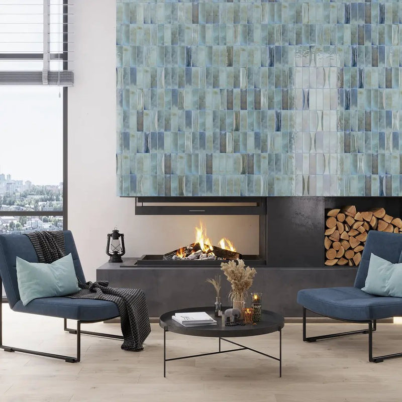 Blue 2.5x8 Glossy Ceramic Subway Tile (38 pack, 5.38 sq ft/case) by Apollo Tile