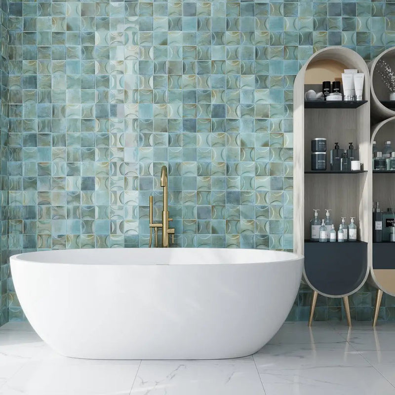 Blue 4x4 Glossy Ceramic Square Deco Tile (60 pack, 6.48 sq ft/case) by Apollo Tile