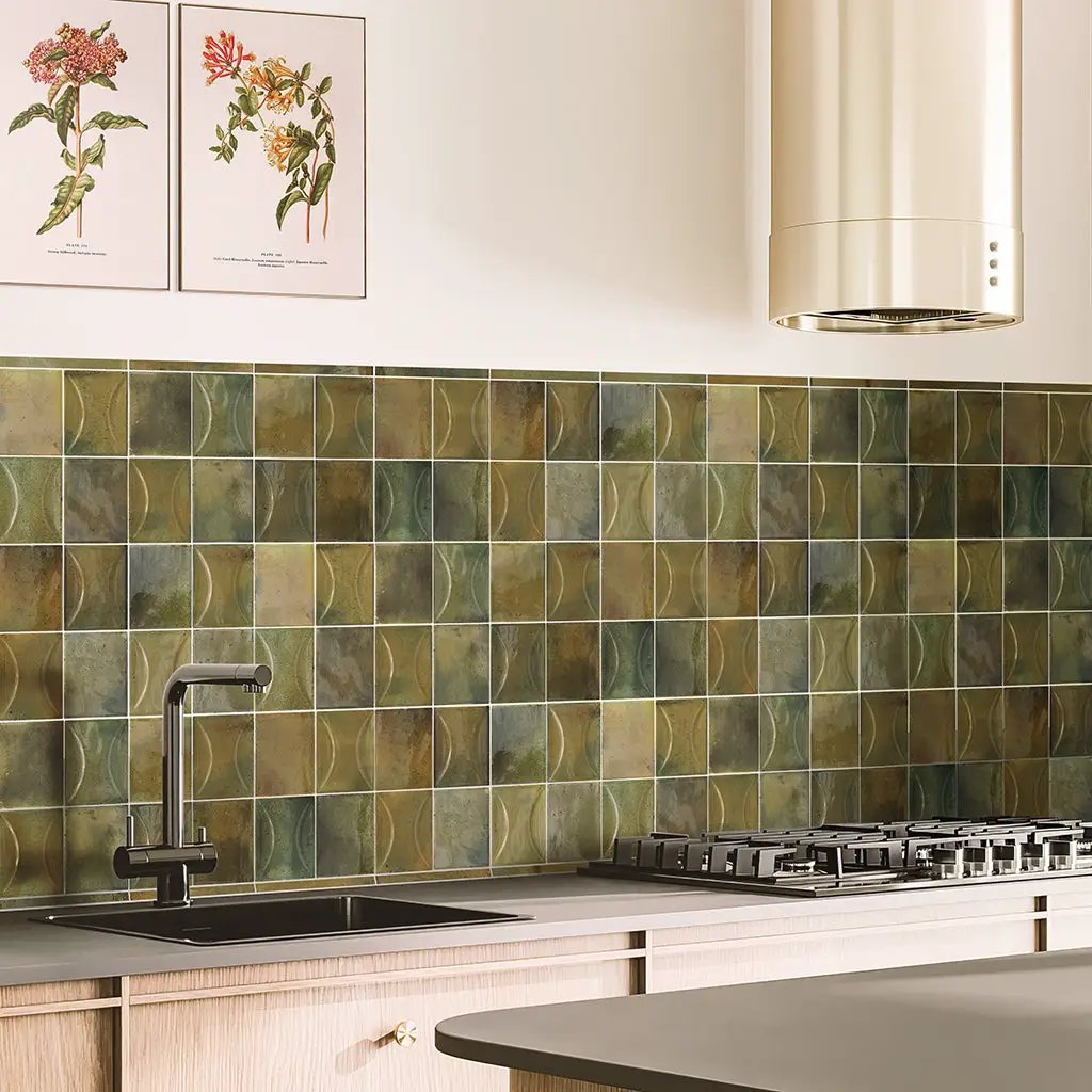Olive Green 0.5x8 Glossy Ceramic Pencil Tile Trim (10 pack, 0.7 sq ft/case) by Apollo Tile