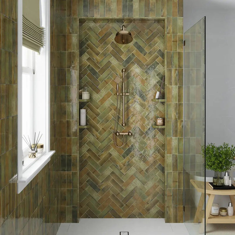 Olive Green 2.5x8 Glossy Ceramic Subway Tile (38 pack, 5.38 sq ft/case) by Apollo Tile