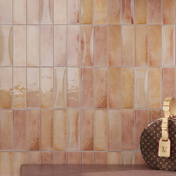 Pink 2.5x8 Glossy Ceramic Subway Tile (38 pack, 5.38 sq ft/case)