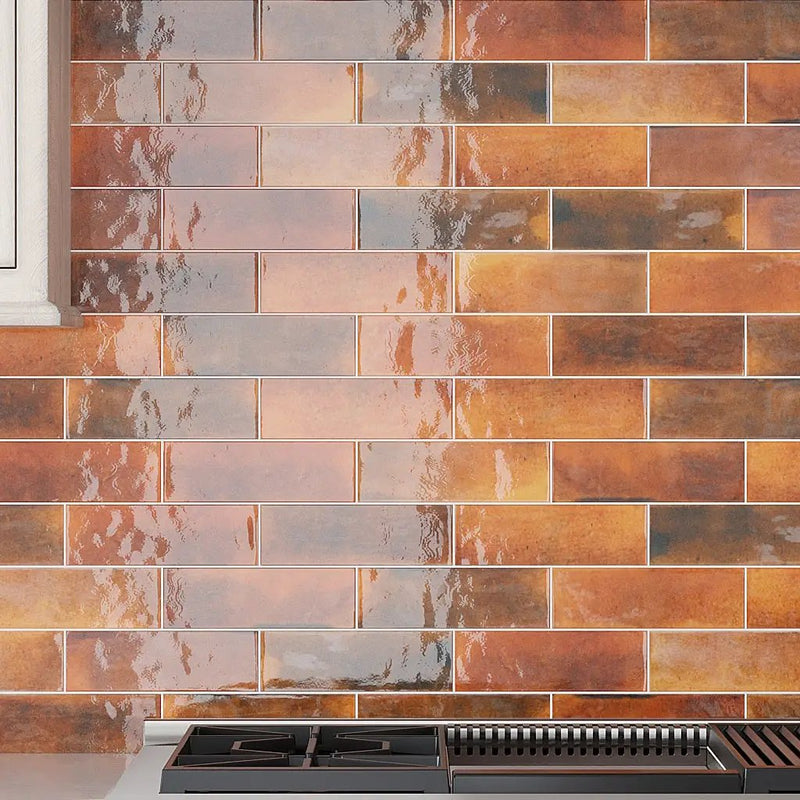 Red 2.5x8 Glossy Ceramic Subway Tile (38 pack, 5.38 sq ft/case) by Apollo Tile