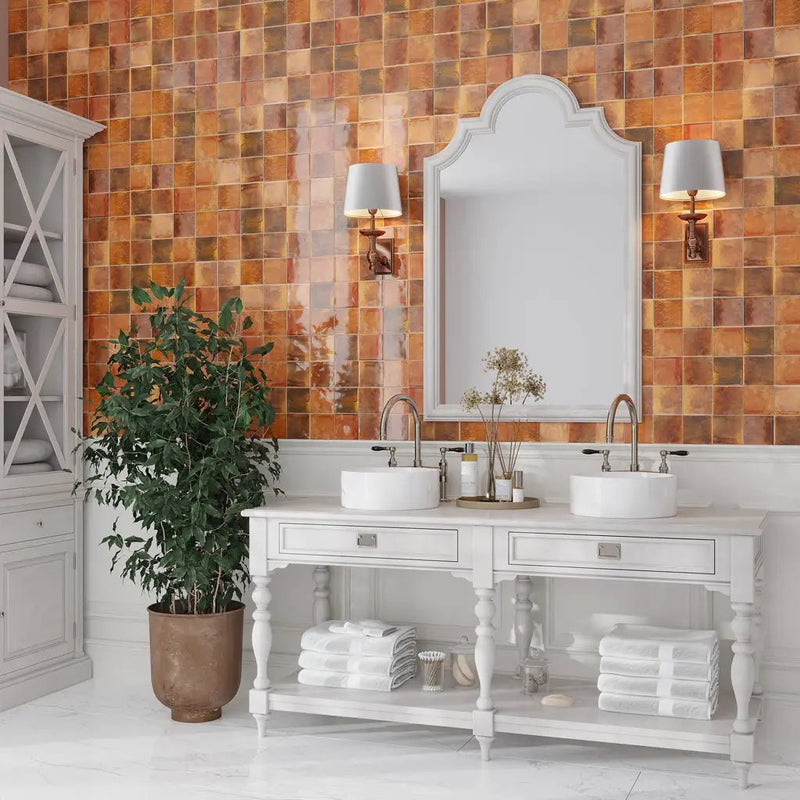 Red 4x4 Glossy Square Ceramic Tile (60 pack, 6.46 sq ft/case) by Apollo Tile