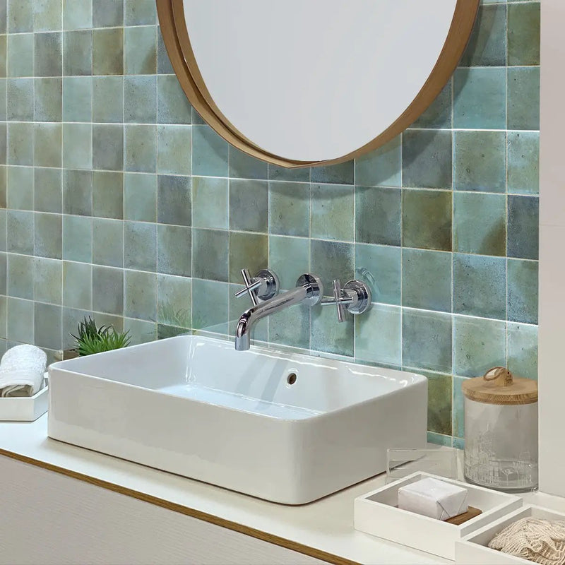 Blue 4x4 Glossy Square Ceramic Tile (60 pack, 6.46 sq ft/case) by Apollo Tile