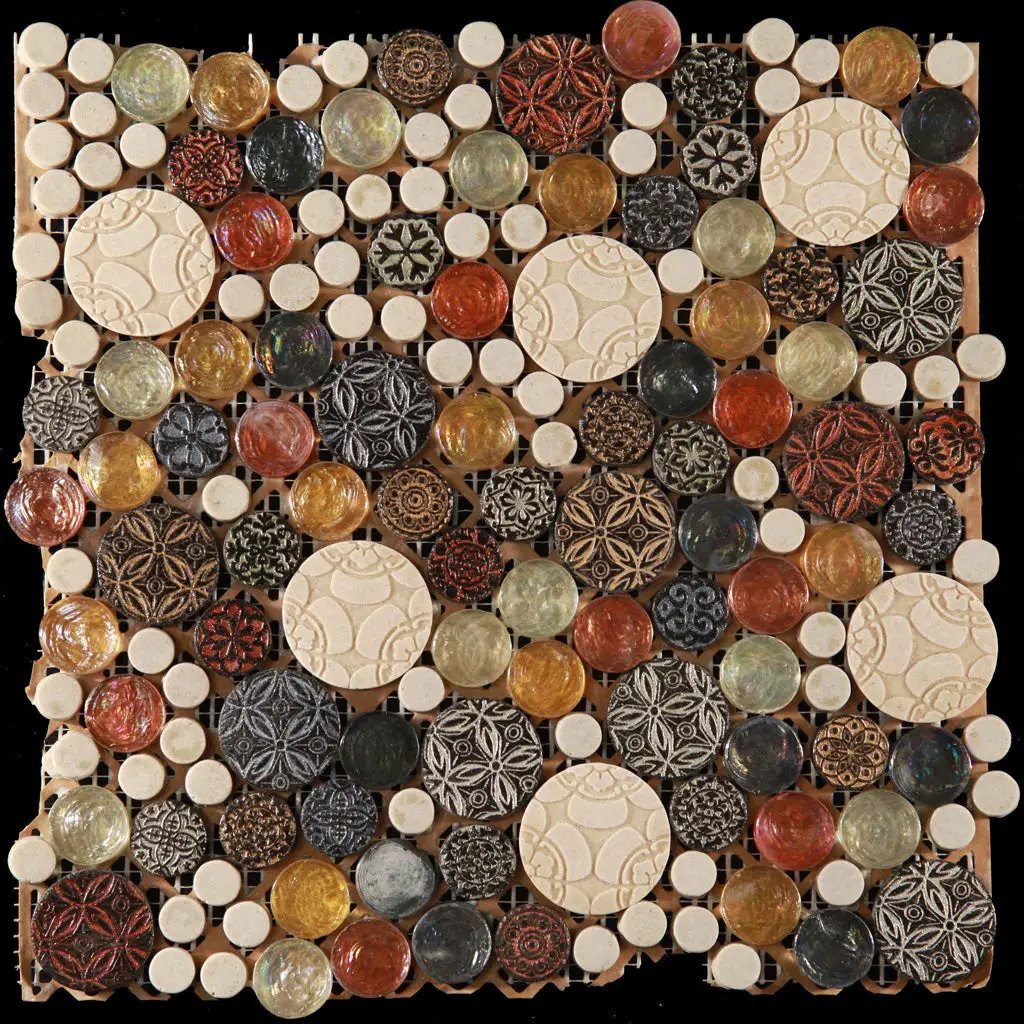 Multicolor 12x12 Glossy Textured Bubble Glass Resin Mosaic Tile (5 pack, 5 sq ft/case) by Apollo Tile