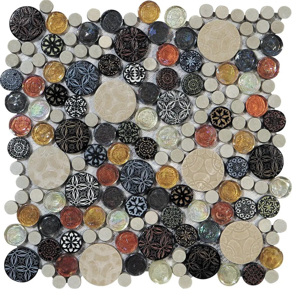 Multicolor 12x12 Glossy Textured Bubble Glass Resin Mosaic Tile (5 pack, 5 sq ft/case) by Apollo Tile