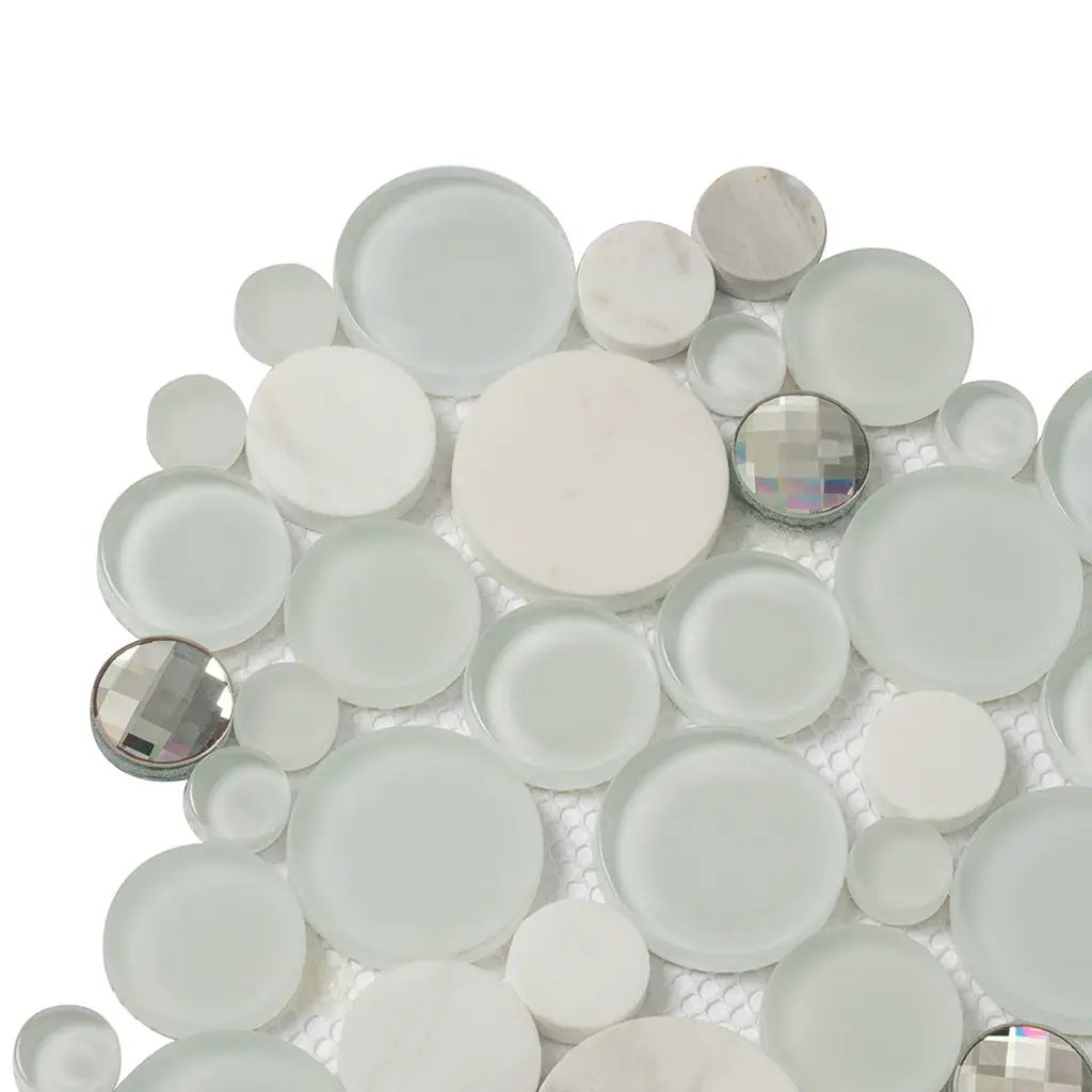 White 12x12 Glossy Matte Bubble Glass Marble Mosaic Tile (5 pack, 4.67 sq ft/case) by Apollo Tile