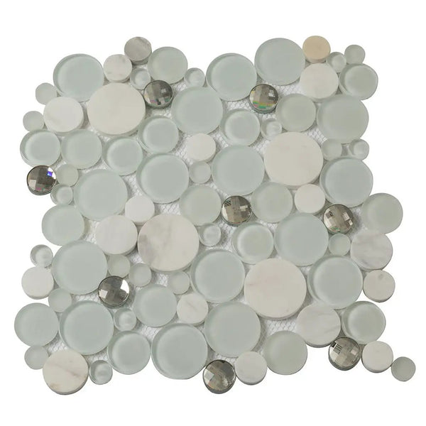 White 12x12 Glossy Matte Bubble Glass Marble Mosaic Tile (5 pack, 4.67 sq ft/case), photo 2 of 9