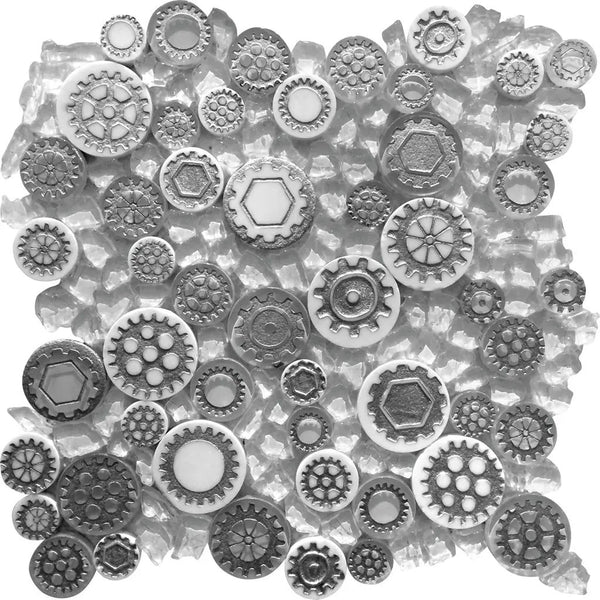 Gray 12x12 Glossy Textured Multi-shaped Glass Resin Mosaic Tile (5 pack, 4.67 sq ft/case), photo 2 of 2