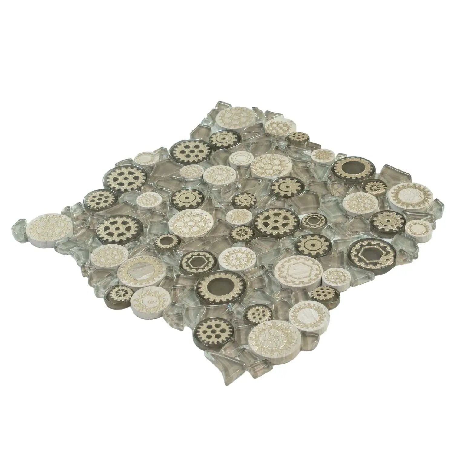 Light Brown 12x12 Glossy Textured Multi-shaped Glass Resin Mosaic Tile (5 pack, 4.67 sq ft/case) by Apollo Tile