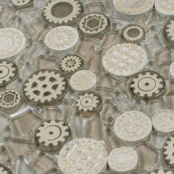 Light Brown 12x12 Glossy Textured Multi-shaped Glass Resin Mosaic Tile (5 pack, 4.67 sq ft/case), photo 2 of 6