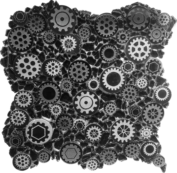 Black 12x12 Glossy Textured Multi-shaped Glass Resin Mosaic Tile (5 pack, 4.67 sq ft/case), photo 2 of 2