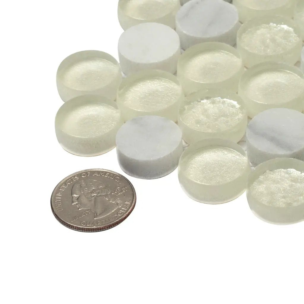 White 12x12 Glossy Penny Round Glass Marble Mosaic Tile (5 pack, 4.83 sq ft/case) by Apollo Tile