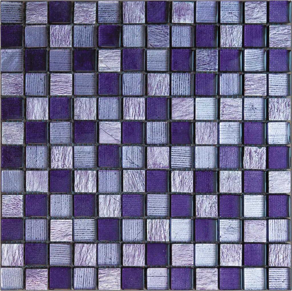 Purple 12x12 Polished Foiled Square Glass Resin Stone Mosaic Tile (5 pack, 4.83 sq ft/case) by Apollo Tile