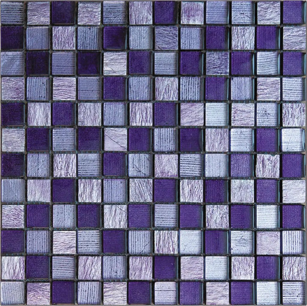 Purple 12x12 Polished Foiled Square Glass Resin Stone Mosaic Tile (5 pack, 4.83 sq ft/case), photo 2 of 3