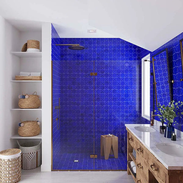 Cobalt Blue 5x5 Glossy Star Ceramic Tile (27 pack, 5.37 sq ft/case)