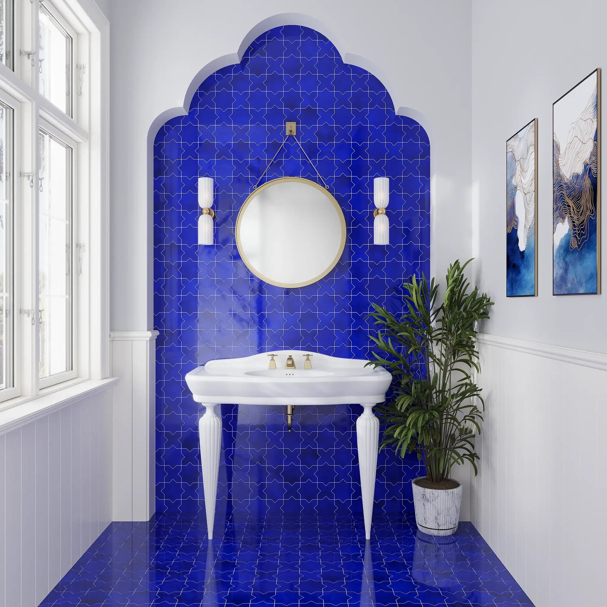 Cobalt Blue 5x5 Glossy Cross Ceramic Tile (27 pack, 5.37 sq ft/case) by Apollo Tile