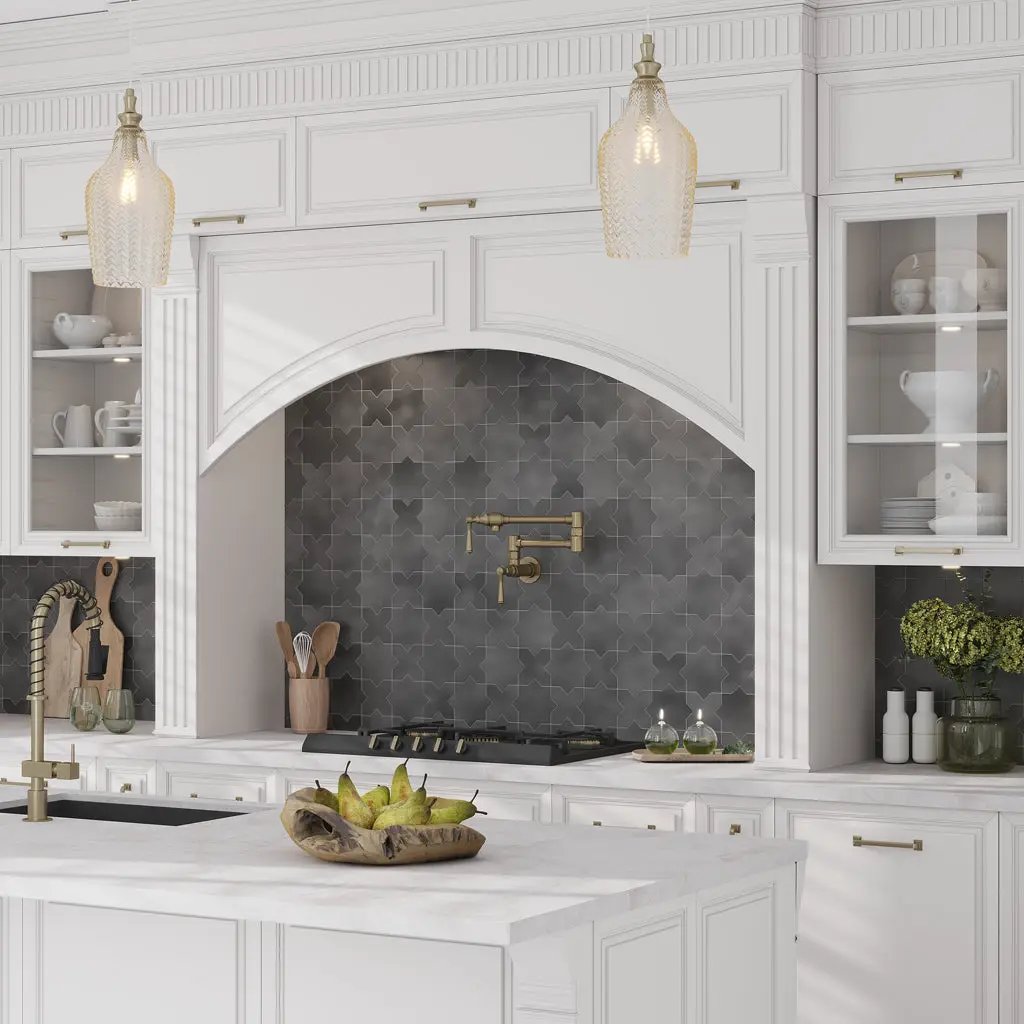 Black 5x5 Matte Cross Ceramic Tile (27 pack, 5.37 sq ft/case) by Apollo Tile