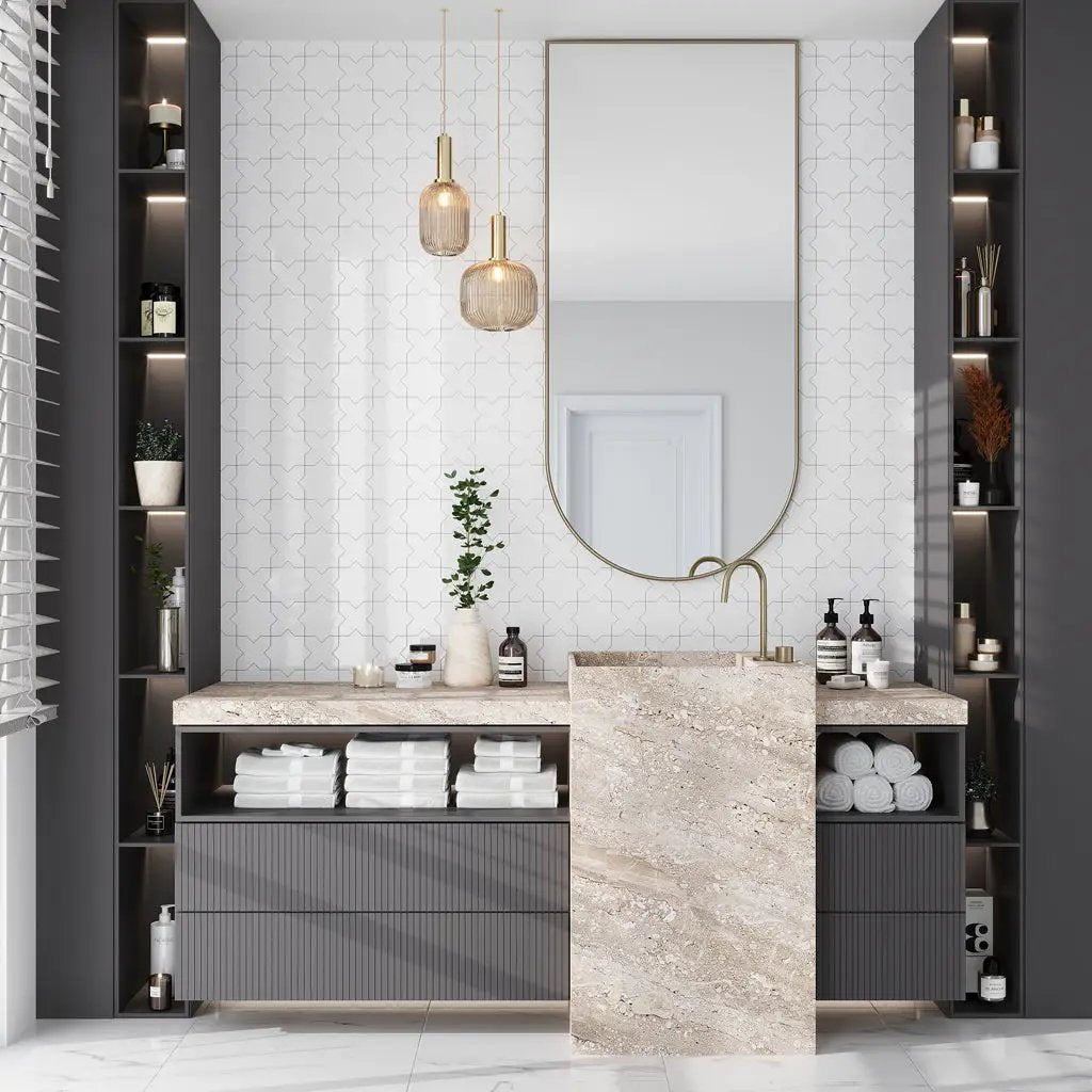 Pearl White 5x5 Glossy Cross Ceramic Tile (27 pack, 5.37 sq ft/case) by Apollo Tile