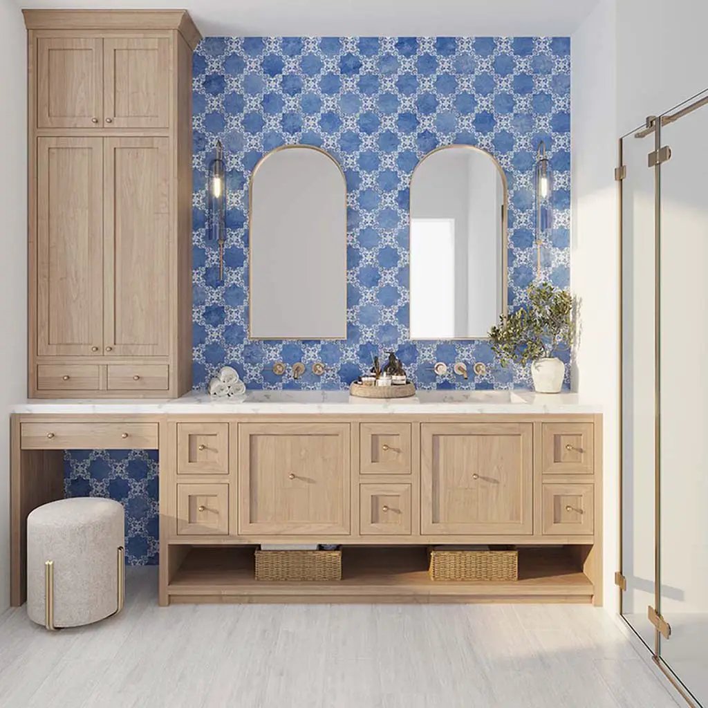 Cornflower Blue 5x5 Matte Ceramic Cross Deco Tile (27 pack, 5.37 sq ft/case) by Apollo Tile