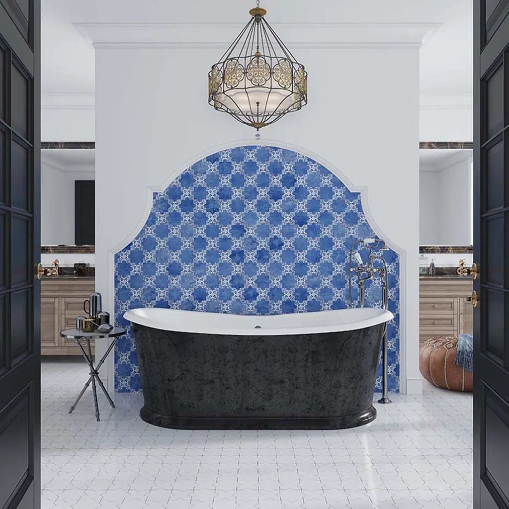 Cornflower Blue 5x5 Matte Ceramic Cross Deco Tile (27 pack, 5.37 sq ft/case) by Apollo Tile