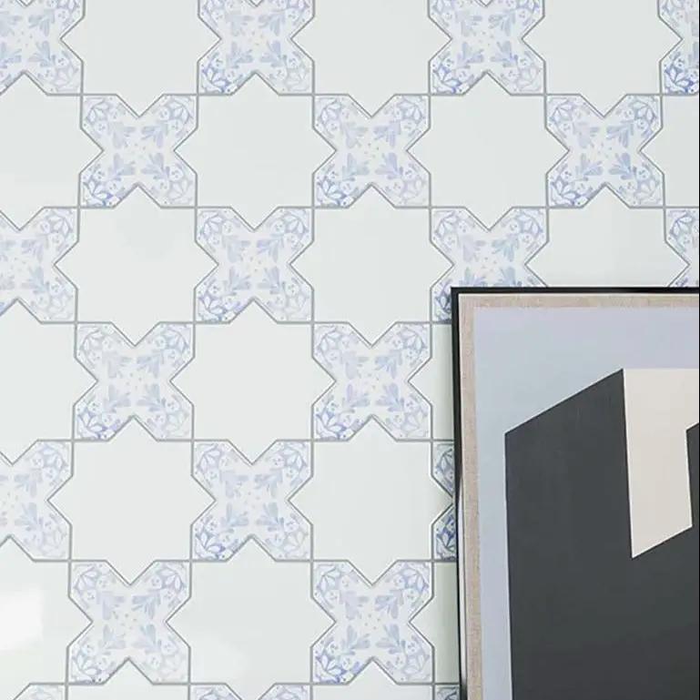 Cornflower Blue 5x5 Matte Ceramic Cross Deco Tile (27 pack, 5.37 sq ft/case) by Apollo Tile