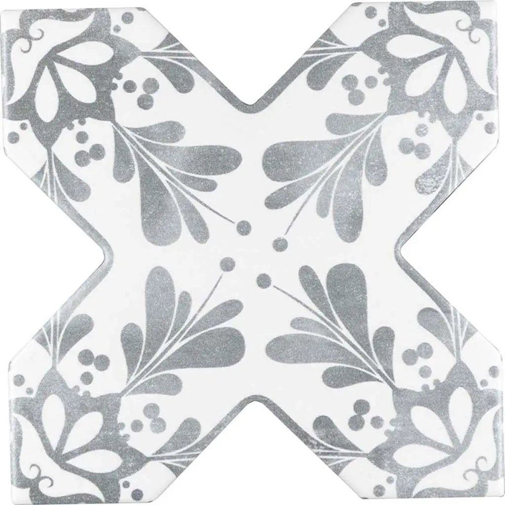 Light Gray 5x5 Matte Ceramic Cross Deco Tile (27 pack, 5.37 sq ft/case) by Apollo Tile