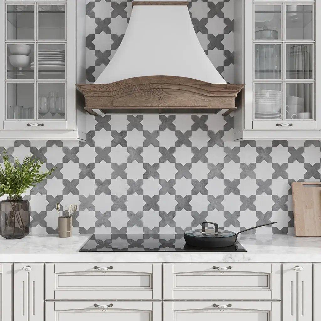 Light Grey 5x5 Matte Cross Ceramic Tile (27 pack, 5.37 sq ft/case) by Apollo Tile