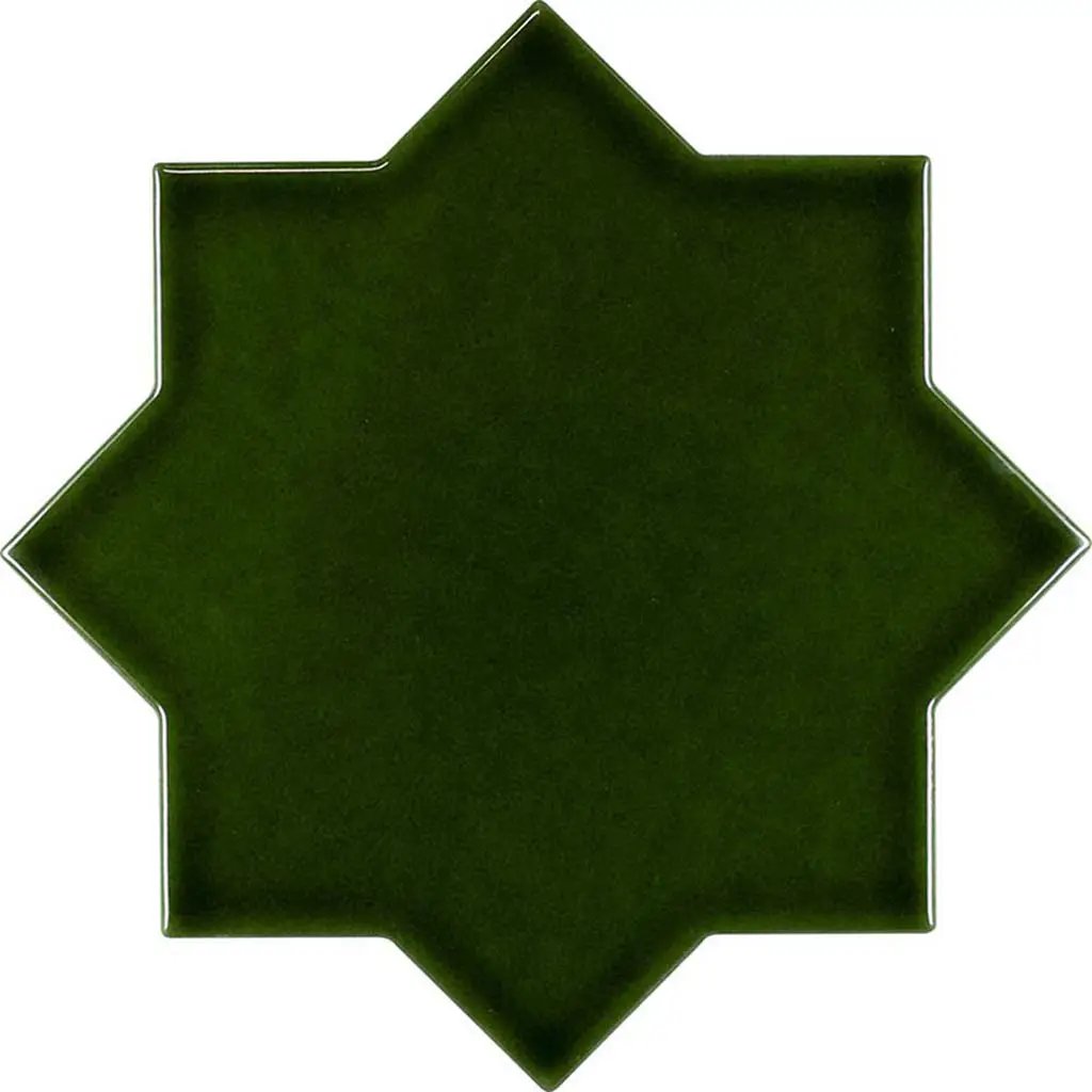 Dark Green 5x5 Glossy Star Ceramic Tile (27 pack, 5.37 sq ft/case) by Apollo Tile