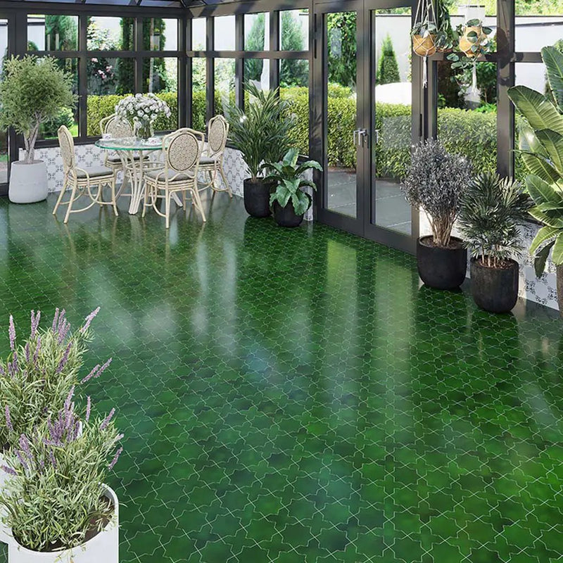 Dark Green 5x5 Glossy Star Ceramic Tile (27 pack, 5.37 sq ft/case) by Apollo Tile