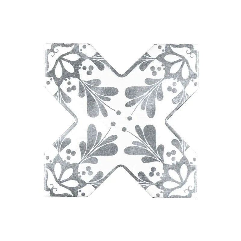 Light Gray 5x5 Matte Ceramic Cross Deco Tile (27 pack, 5.37 sq ft/case) by Apollo Tile