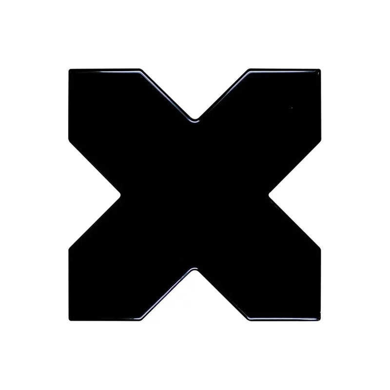 Black 5x5 Glossy Cross Ceramic Tile (27 pack, 5.37 sq ft/case) by Apollo Tile