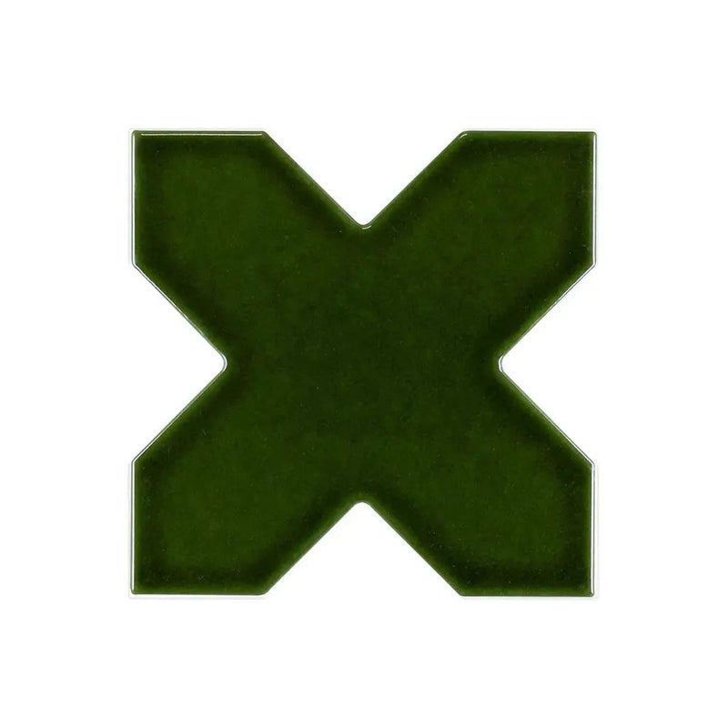 Dark Green 5x5 Glossy Cross Ceramic Tile (27 pack, 5.37 sq ft/case) by Apollo Tile