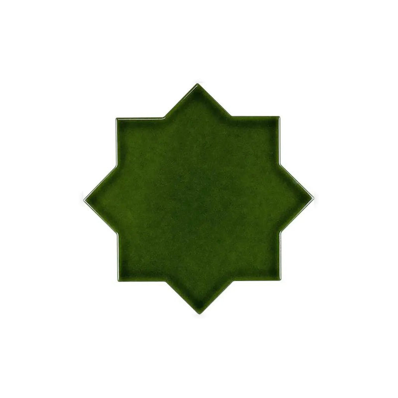 Dark Green 5x5 Glossy Star Ceramic Tile (27 pack, 5.37 sq ft/case) by Apollo Tile