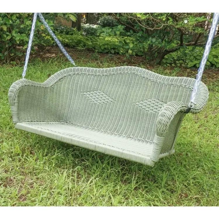 Resin Wicker Porch Swing with 4-ft Hanging Chain in Moss by HomePacific