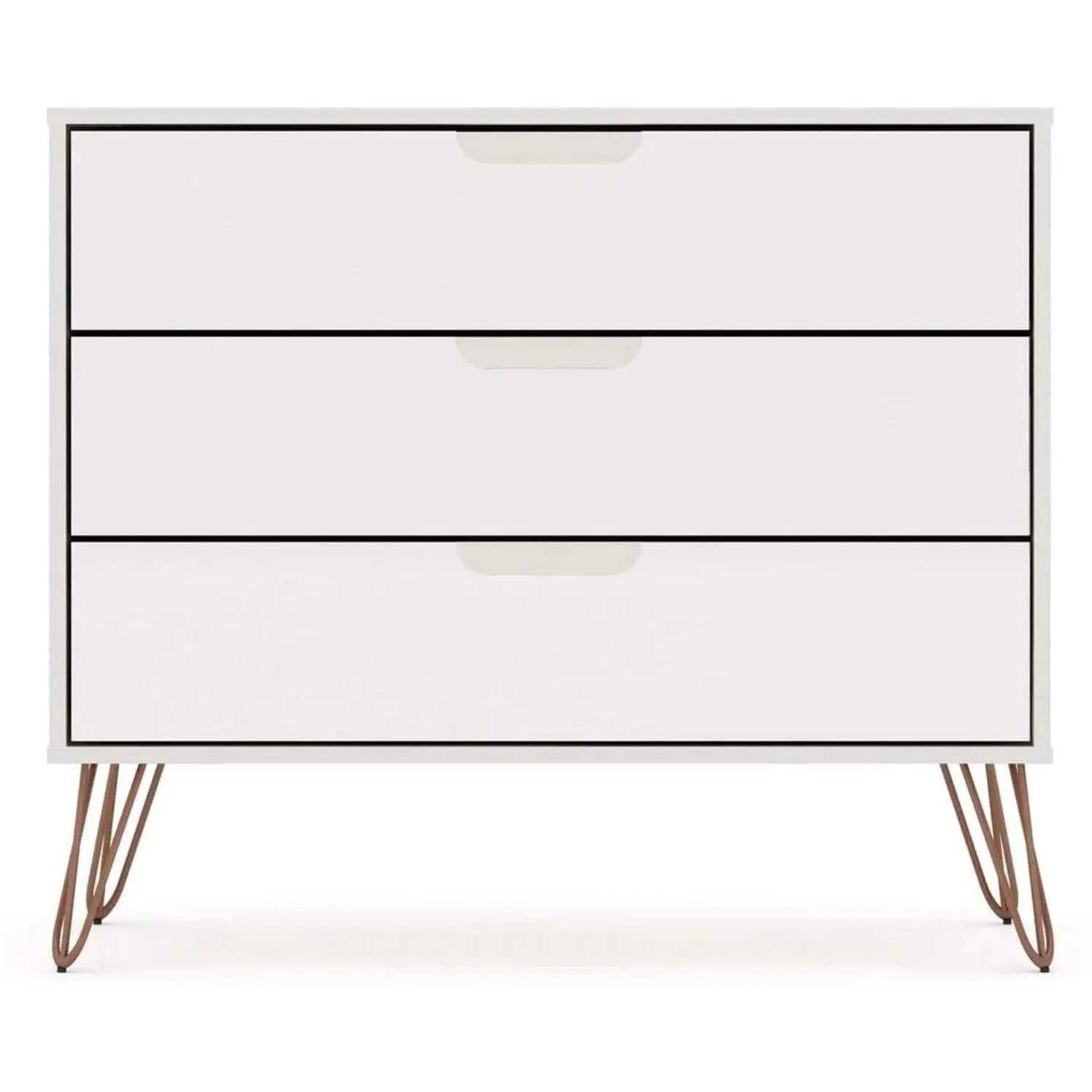 Modern Scandinavian Style Bedroom 3-Drawer Dresser in Off-White Finish by HomePacific